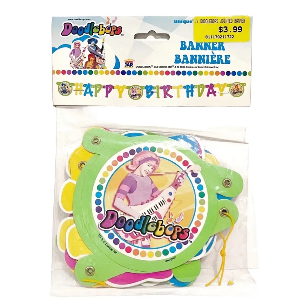 Vintage Doodlebops Happy Birthday Banner Kids Music Rainbow Cookie Jar Party Fun